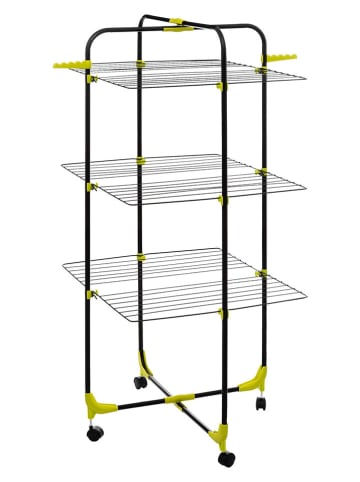 Joybos Turm-Wäscheständer in Schwarz/ Gelb - (B)70 x (H)137 x (T)61 cm