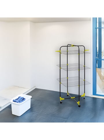 Joybos Turm-Wäscheständer in Schwarz/ Gelb - (B)70 x (H)137 x (T)61 cm