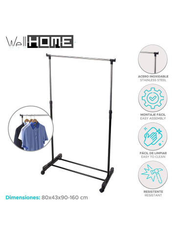 Joybos Stojak w kolorze srebrno-czarnym na ubrania - 80 x 90 x 43 cm