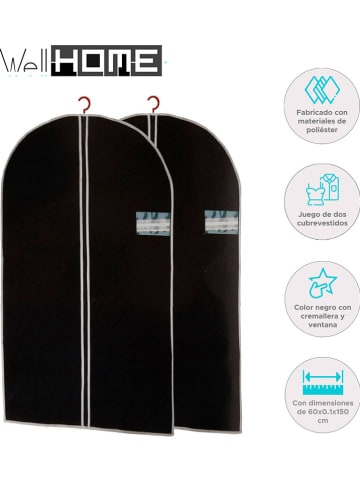 Joybos 2-delige set: kledinghoezen zwart - (B)60 x (H)150 cm