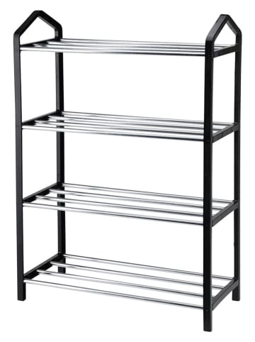 Joybos Regał w kolorze srebrno-czarnym na buty - 41,5 x 58,5 x 18,5 cm