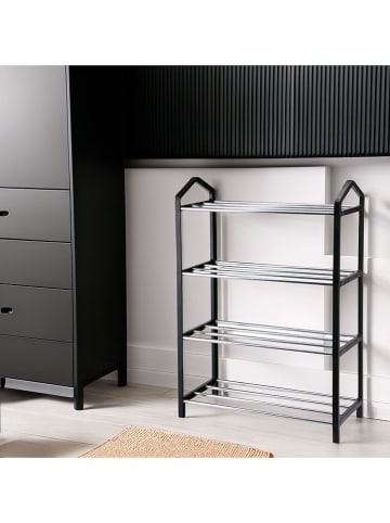 Joybos Schoenenkast zwart/zilverkleurig - (B)41,5 x (H)58,5 x (D)18,5 cm