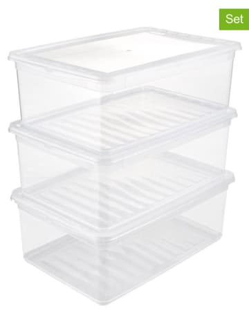 Joybos 3er-Set: Aufbewahrungskisten in Transparent - (B)39 x (H)26,5 x (T)14 cm