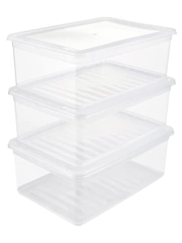 Joybos 3er-Set: Aufbewahrungskisten in Transparent - (B)39 x (H)26,5 x (T)14 cm
