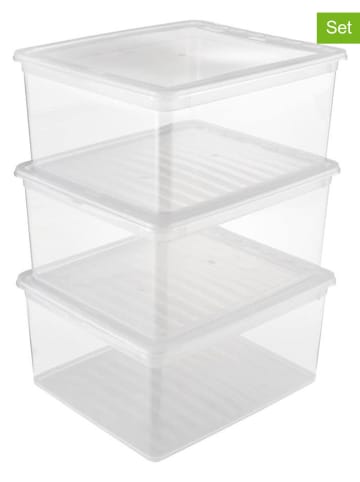 Joybos 3er-Set: Aufbewahrungskisten in Transparent - (B)39 x (H)33,5 x (T)18 cm