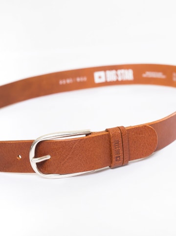 BIG STAR Skórzany pasek w kolorze jasnobrązowym