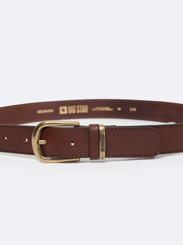 BIG STAR Skórzany pasek w kolorze brązowym