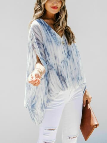 Milan Kiss Bluse in Weiß/ Blau