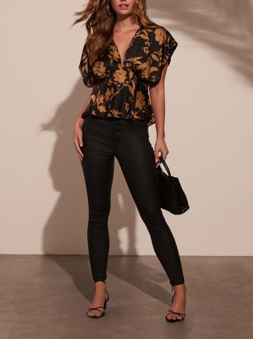 Milan Kiss Bluse in Schwarz/ Hellbraun