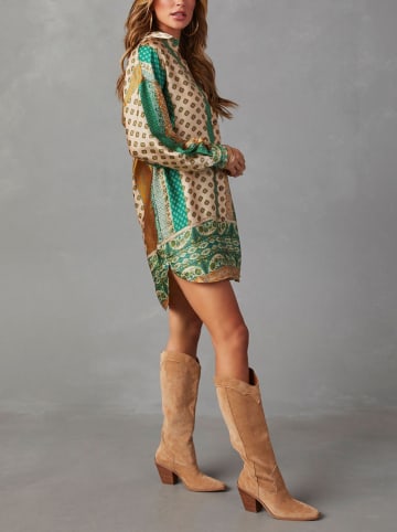 Milan Kiss Jurk beige/groen