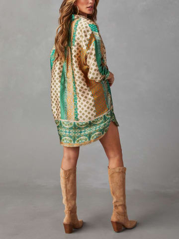 Milan Kiss Jurk beige/groen