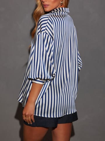 Milan Kiss Bluse in Dunkelblau/ Weiß