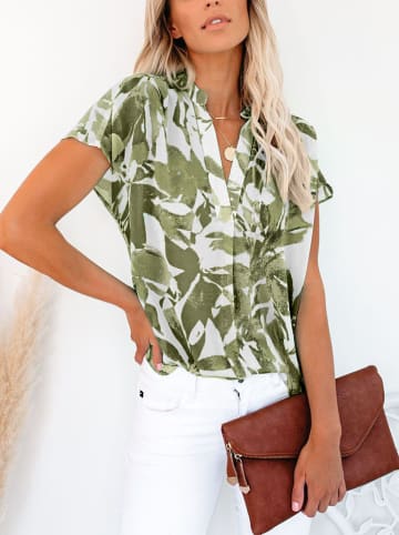 Milan Kiss Bluse in Weiß/ Grün