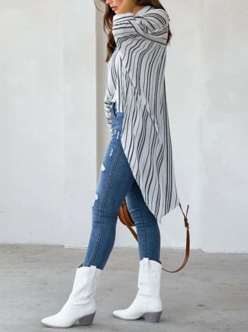 Milan Kiss Blouse wit/antraciet/meerkleurig