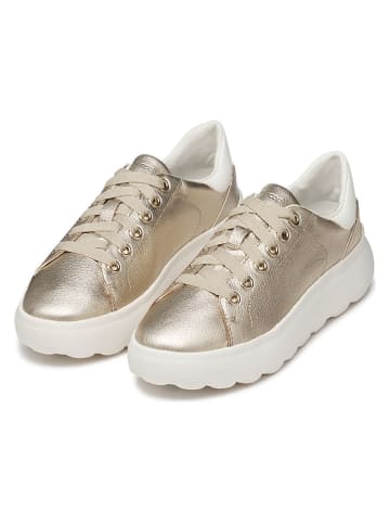 Geox Skórzane sneakersy "Spherica EC4.1" w kolorze złotym