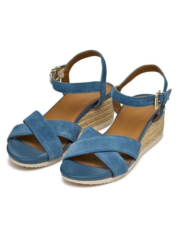 Geox Skórzane sandały "Ischia Corda" w kolorze błękitnym na koturnie