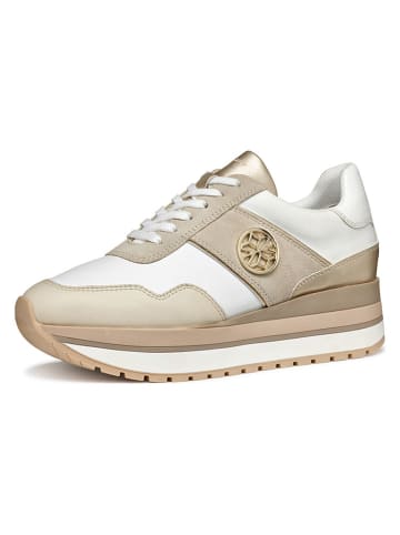 Geox Leder-Keilsneakers "New Kency" in Weiß/ Beige