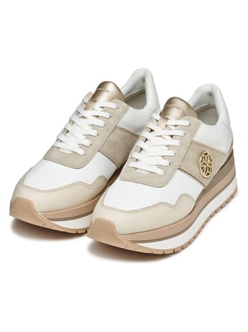 Geox Leder-Keilsneakers "New Kency" in Weiß/ Beige