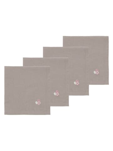 SÖDAHL 4er-Set: Servietten "Christmas Hearts" in Beige/ Rosa - (L)40 x (B)40 cm