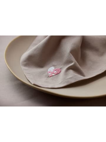 SÖDAHL 4-delige set: servetten "Christmas Hearts" beige/lichtroze - (L)40 x (B)40 cm