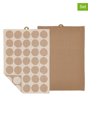 SÖDAHL 2-delige set: theedoeken "Bubbles" beige - (L)70 x (B)50 cm
