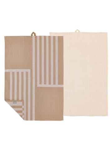 SÖDAHL 2er-Set: Geschirrtücher "Reflection" in Taupe/ Creme - (L)70 x (B)50 cm