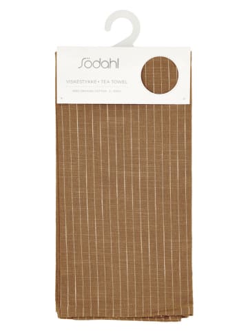 SÖDAHL 2-delige set: theedoeken "Line" taupe - (L)70 x (B)50 cm