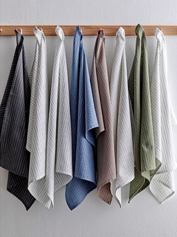 SÖDAHL 2er-Set: Geschirrtücher "Line" in Weiß/ Oliv - (L)70 x (B)50 cm