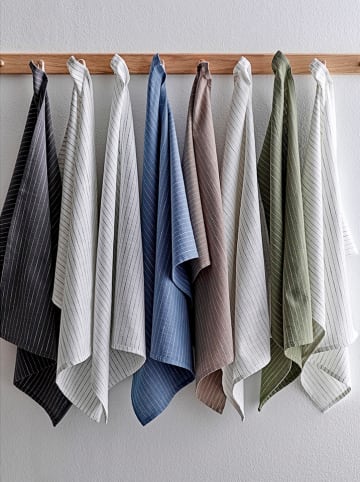 SÖDAHL 2-delige set: theedoeken "Line" antraciet/wit - (L)70 x (B)50 cm