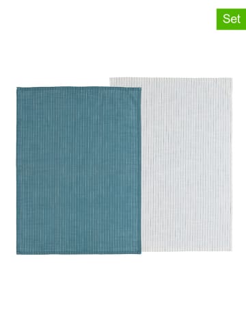 SÖDAHL 2er-Set: Geschirrtücher "Line" in Blau/ Weiß - (L)70 x (B)50 cm