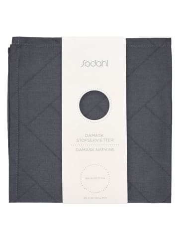 SÖDAHL 4-delige set: servetten "Tiles Damask" antraciet - (L)45 x (B)45 cm