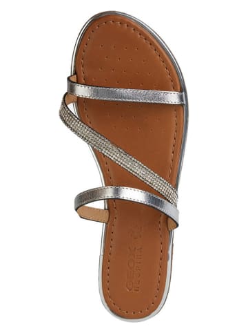 Geox Leren slippers "Sozy Plus" zilverkleurig