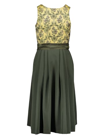 Turi Landhaus Dirndl in Dunkelgrün/ Gelb