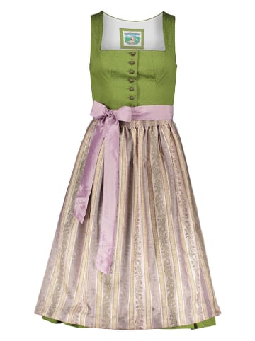 Turi Landhaus Dirndl in Grün/ Beige