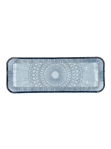 Lyngby Glas Serveerplaat "Kusintha" blauw - (B)38 x (H)14 x (D)3 cm