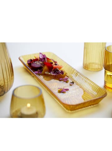 Lyngby Glas Serveerplaat "Kusintha" oranje - (B)38 x (H)14 x (D)3 cm