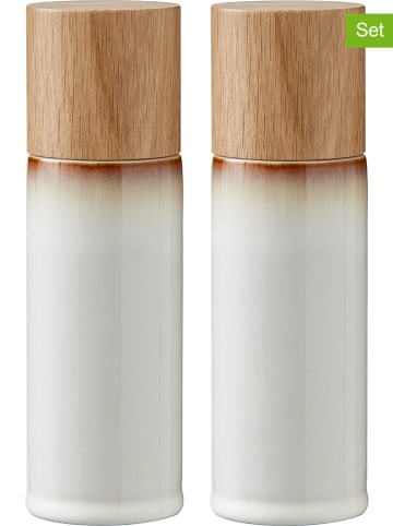 Bitz 2er-Set: Gewürzmühlen in Creme - (H)17 cm