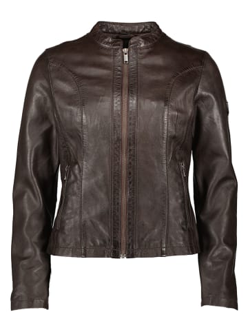 HIS Skórzana kurtka w kolorze ciemnobrązowym