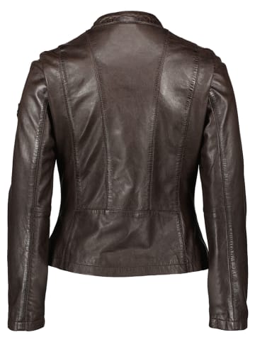 HIS Skórzana kurtka w kolorze ciemnobrązowym