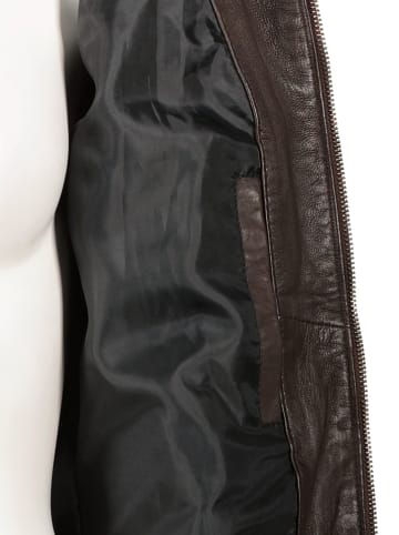 HIS Leren jas donkerbruin