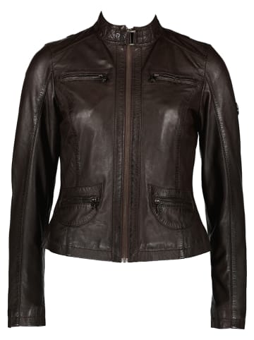 HIS Skórzana kurtka w kolorze ciemnobrązowym