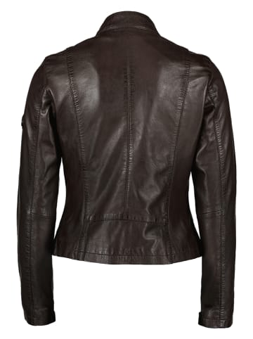 HIS Skórzana kurtka w kolorze ciemnobrązowym