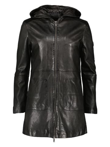HIS Skórzany płaszcz w kolorze czarnym