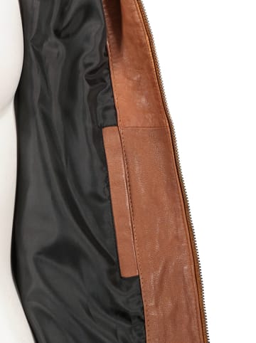 HIS Skórzany płaszcz w kolorze jasnobrązowym