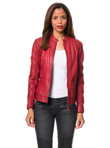 7eleven Skórzana kurtka "Rostock" w kolorze czerwonym