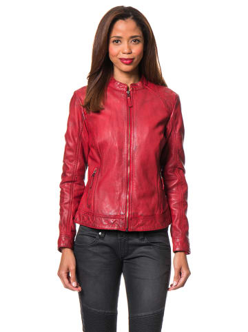 7eleven Skórzana kurtka "Rostock" w kolorze czerwonym