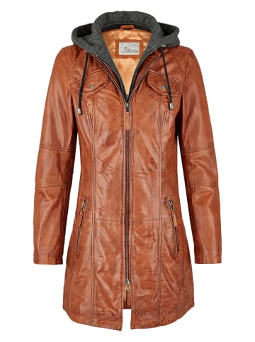 7eleven Skórzany płaszcz w kolorze jasnobrązowym