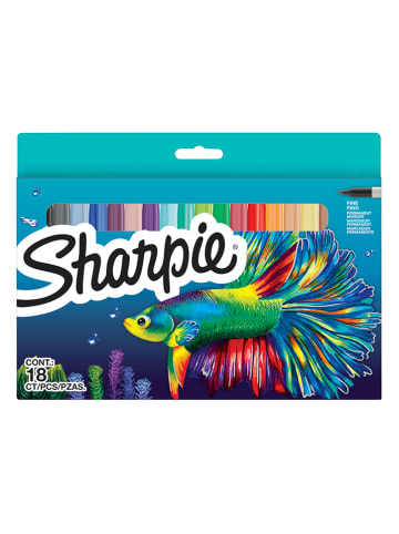 Sharpie Markery permanentne (18 szt.) "Fine Fish" w różnych kolorach