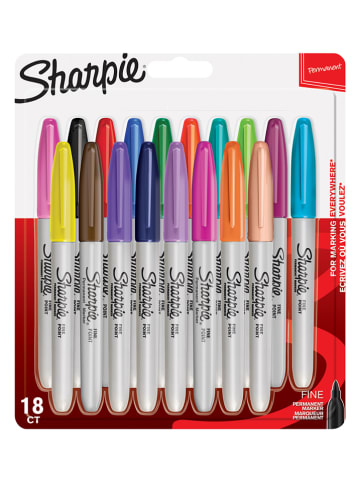 Sharpie Markery permanentne (18 szt.) "Fine" w różnych kolorach