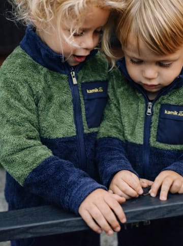 Kamik Teddy fleece vest "Shep" groen/donkerblauw